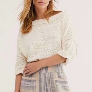 Free People Sandcastle Open Knit Crop Sweater
